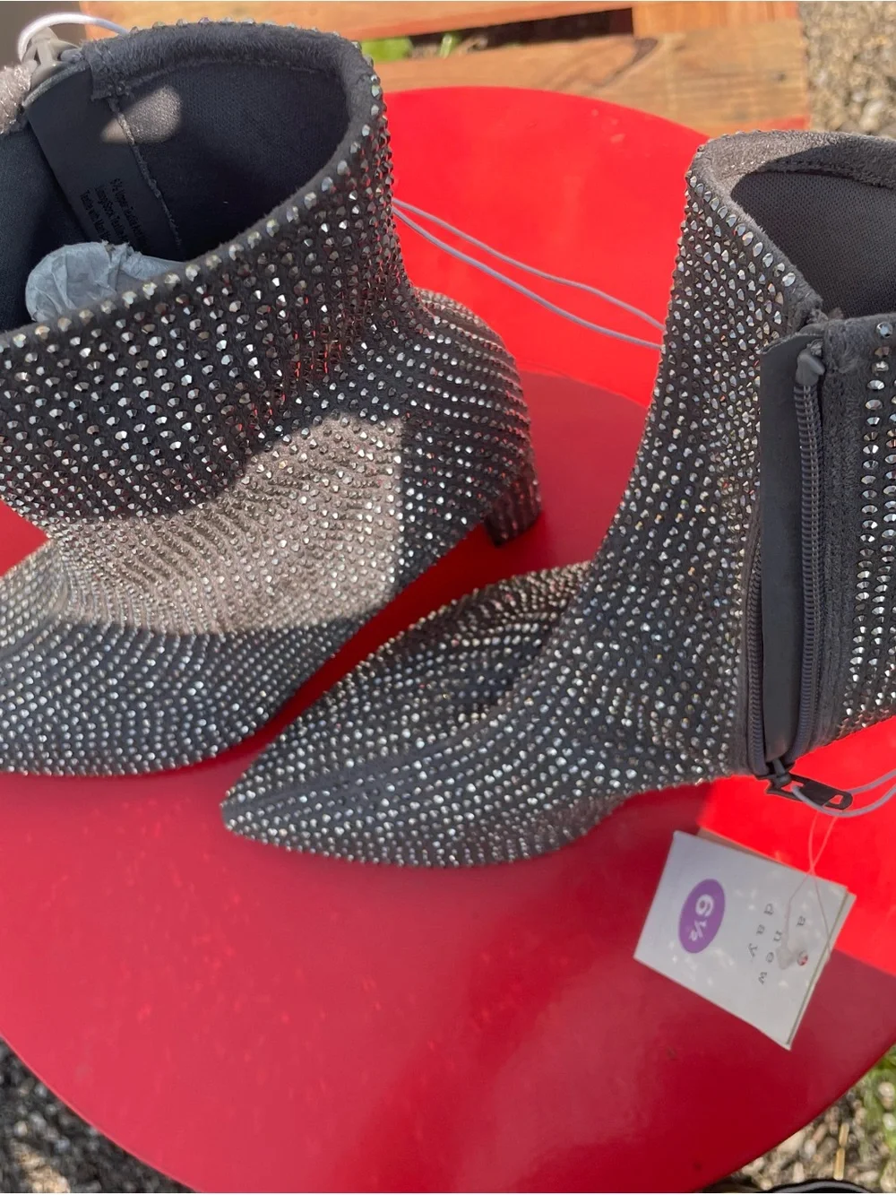 a new day silver Rhinestone Pointed Ankle Boots